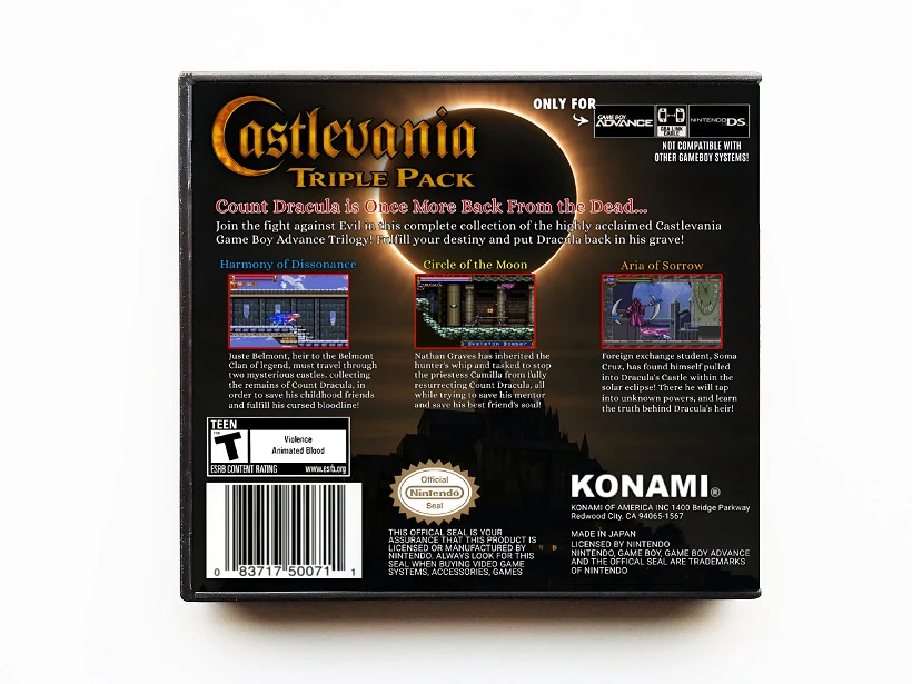 Castlevania Triple Pack: Aria of Sorrow Harmony of Dissonance Circle Moon - (Gameboy Advance GBA) - Image 2