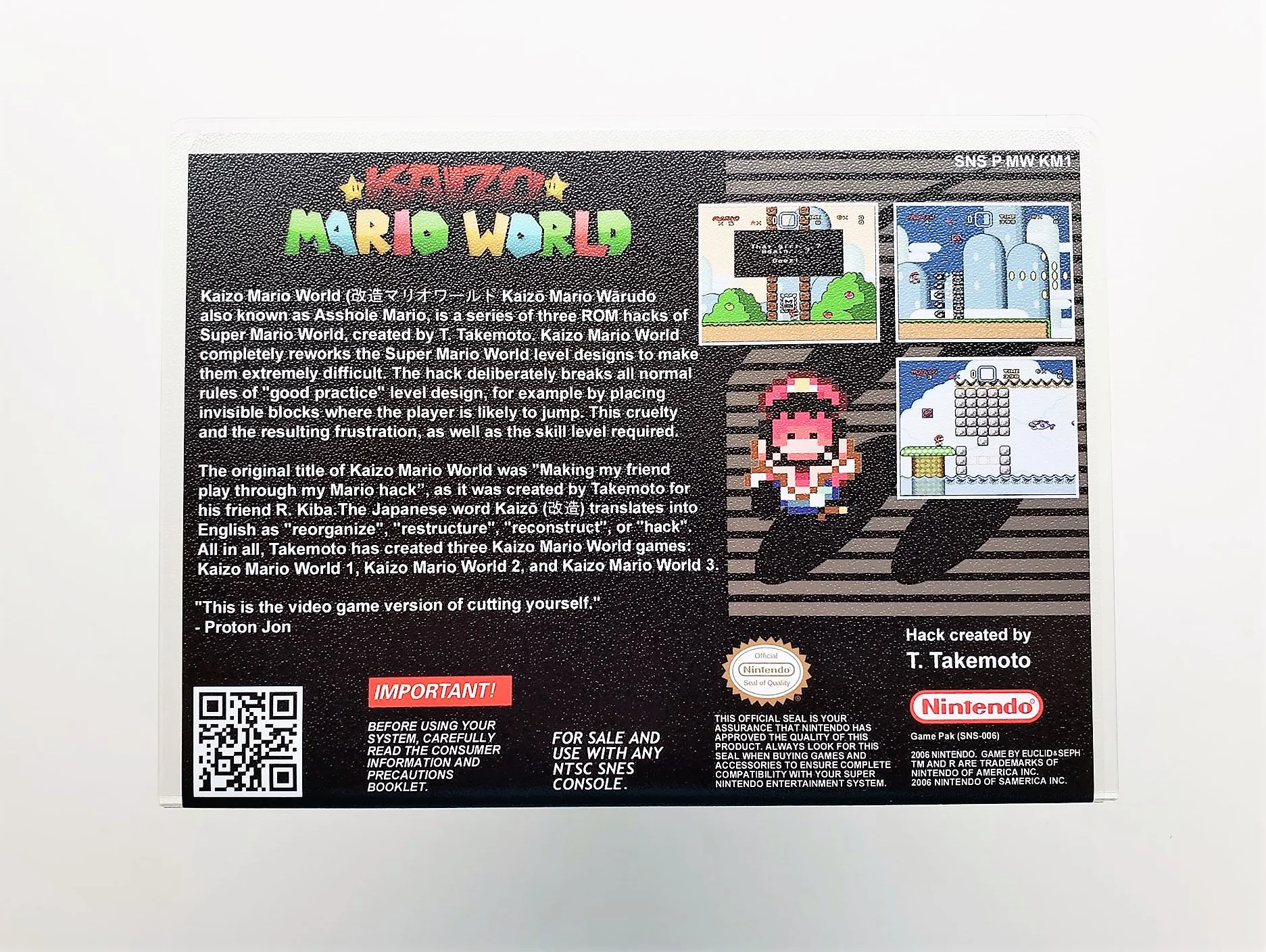Kaizo Mario World 1 SMW Hack- (Super Nintendo SNES) - Image 2