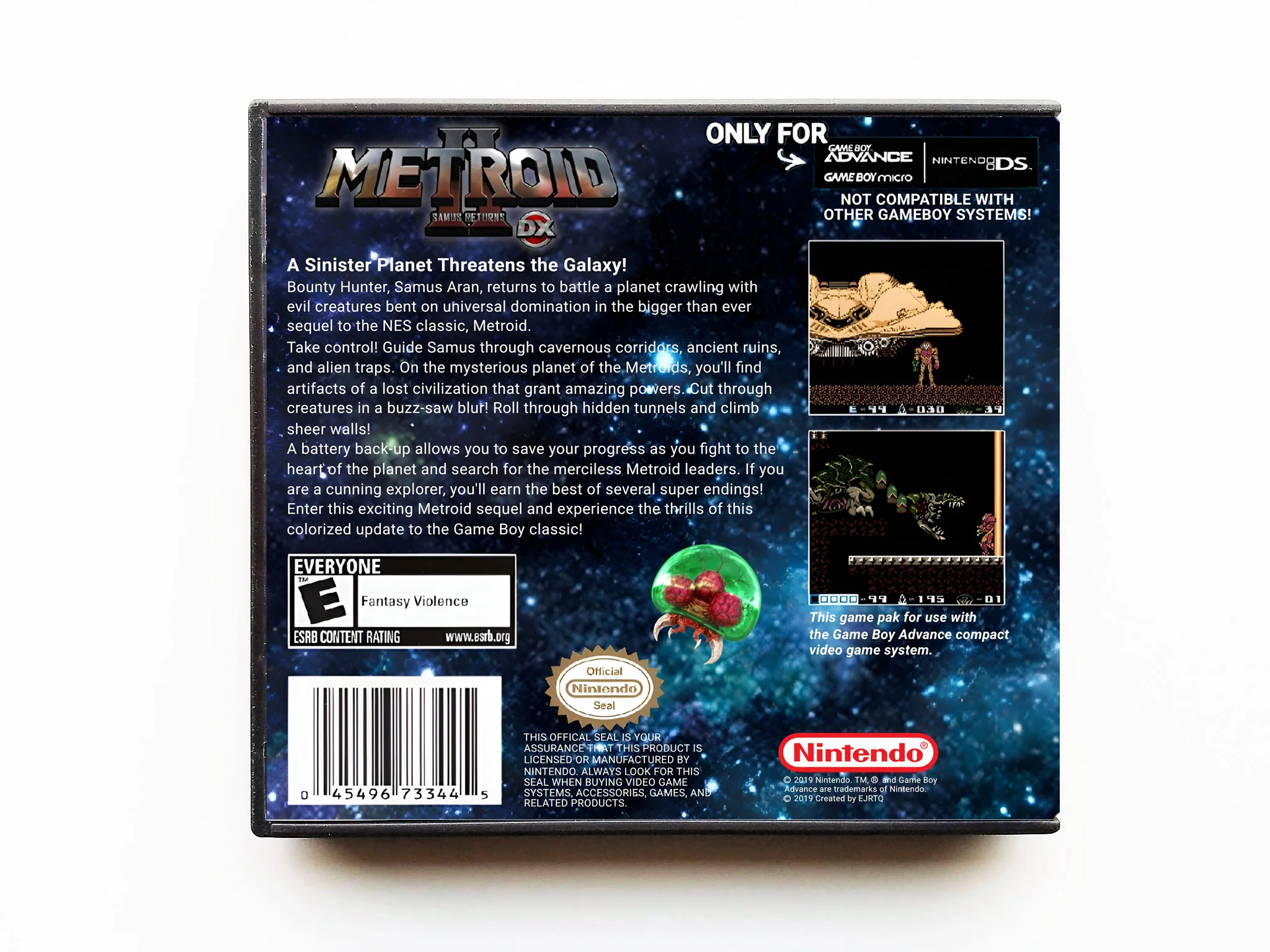 Metroid II 2 DX 'EJRTQ Colorized' (Gameboy Advance GBA) - Image 2