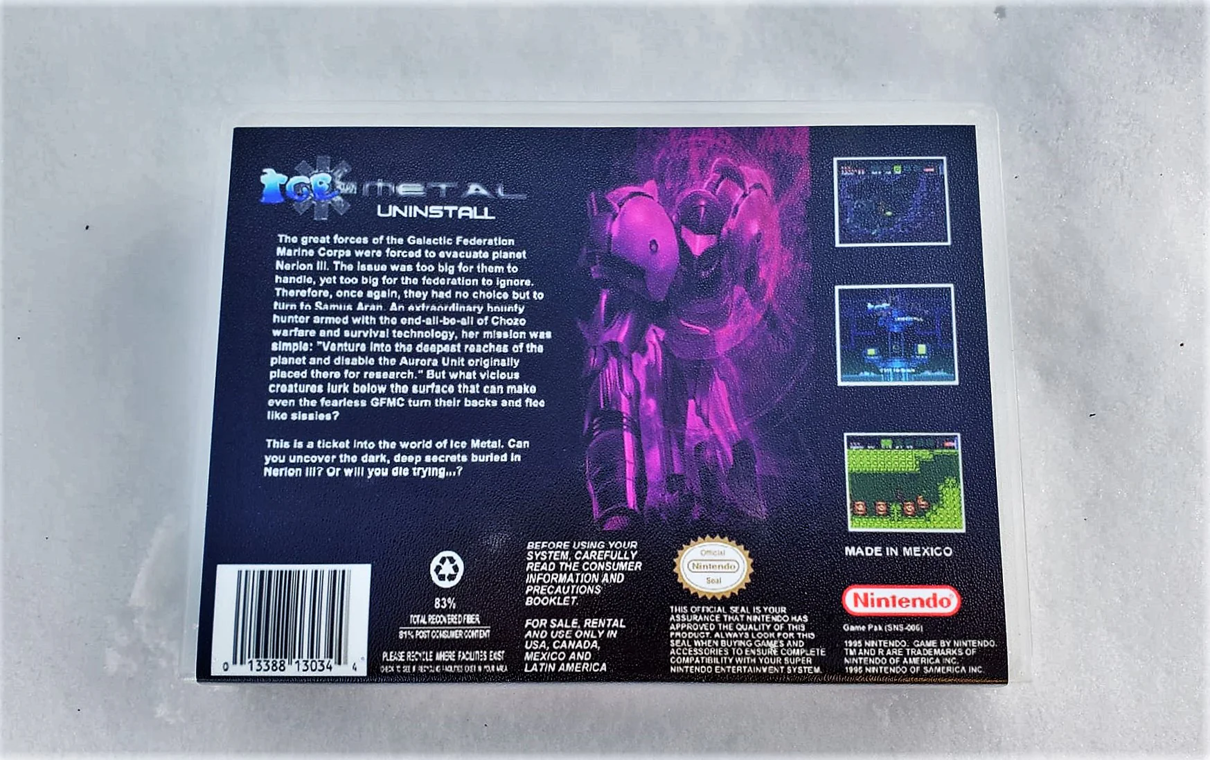 Super Metroid Ice Metal Uninstall - (Super Nintendo SNES) - Image 3