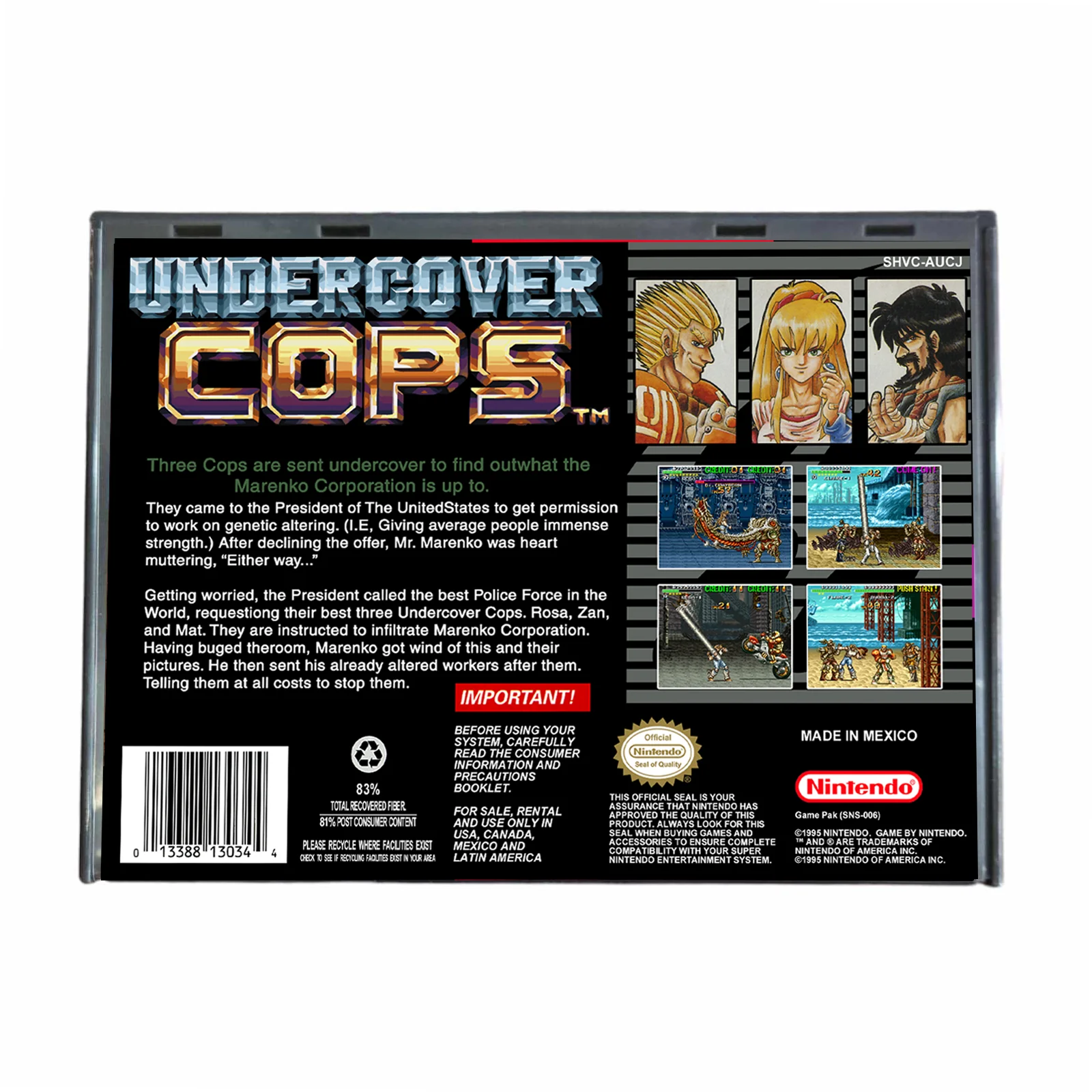 Undercover Cop 'Beat Em Up' - (Super Nintendo SNES) - Image 2