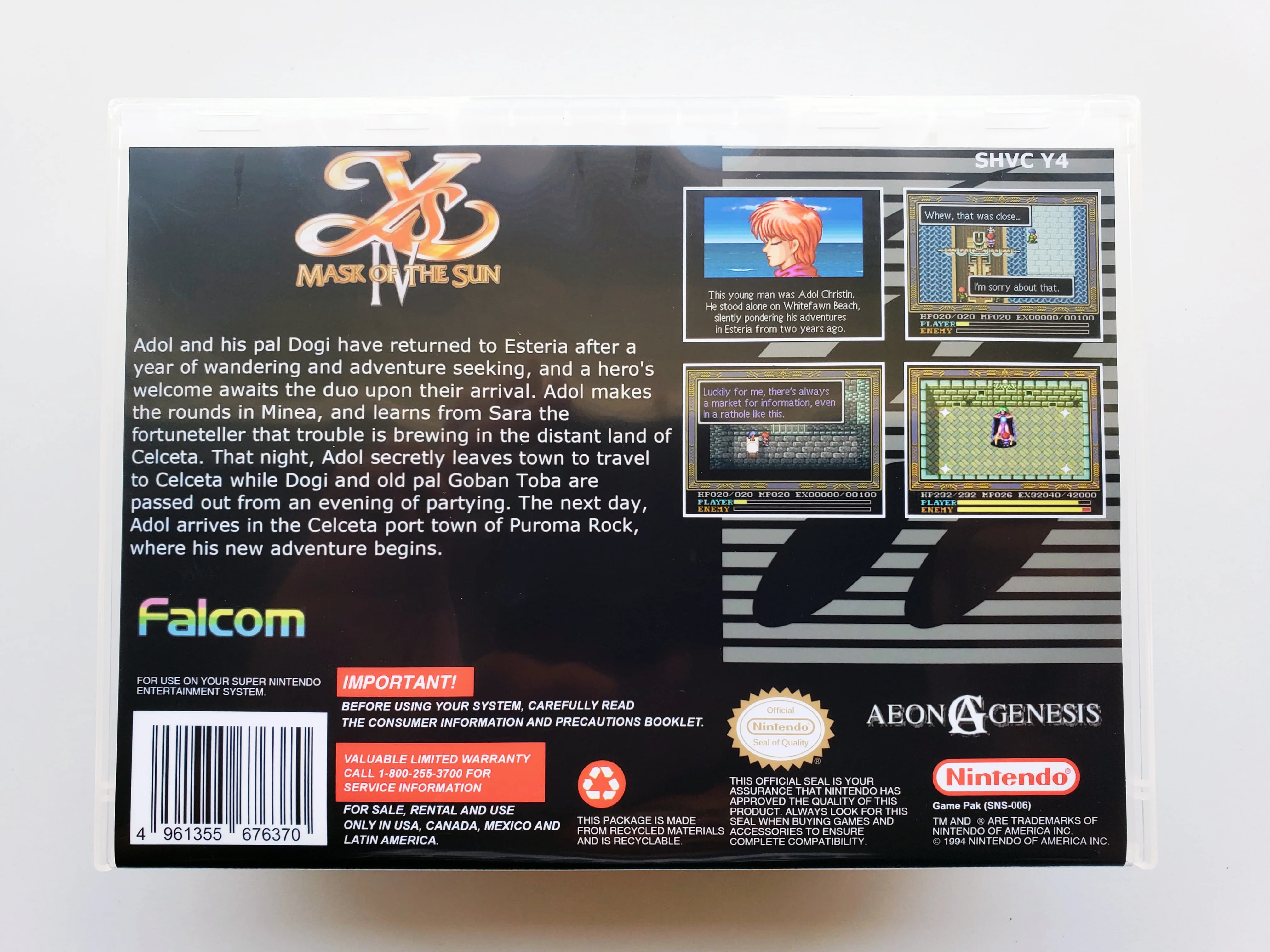 Ys IV: Mask of the Sun - (Super Nintendo SNES) - Image 2